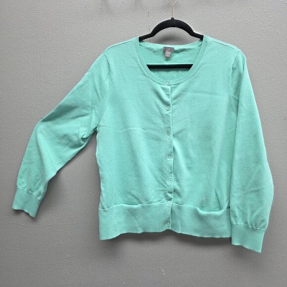 J. Jill Sweaters - J Jill Cardigan Sweater Womens XL Mint Green Button Front Stretch Pockets Knit